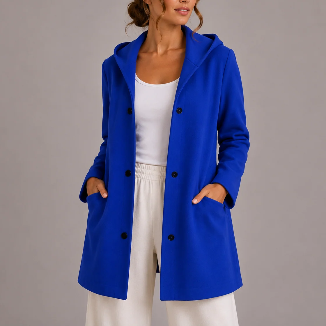 Casual Hooded Women's Cardigan Sweater with Pockets 4