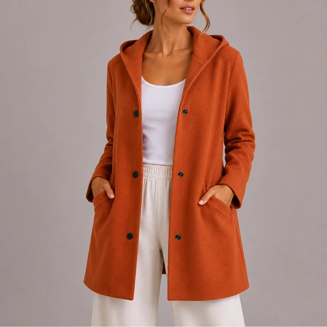 Casual Hooded Women's Cardigan Sweater with Pockets 5
