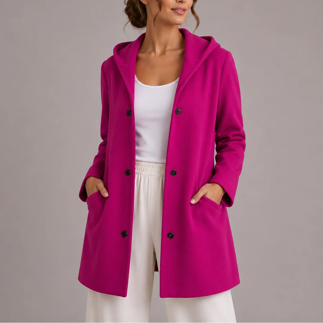 Casual Hooded Women's Cardigan Sweater with Pockets 6
