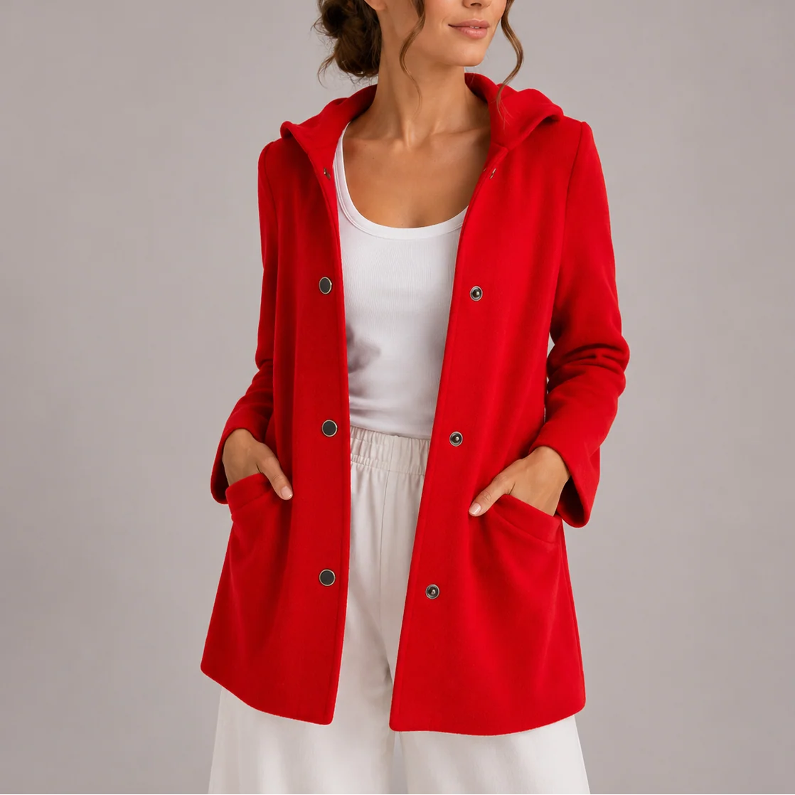 Casual Hooded Women's Cardigan Sweater with Pockets 0