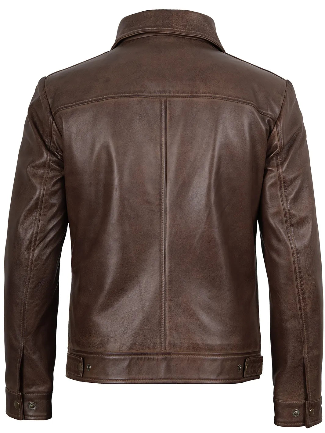 Chocolate Brown Lambskin Leather Harrington Jacket for Men 3