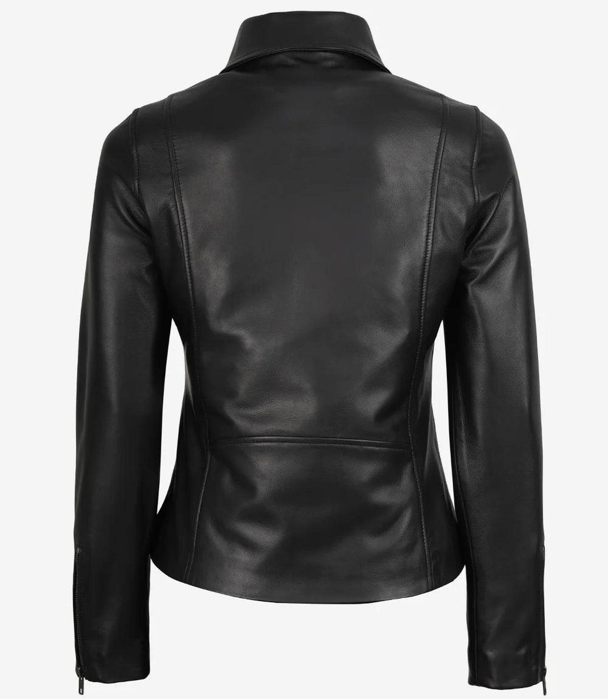 Classic Black Leather Jacket for Women with Flattering Fit-Leather Jackets-Glompi-Glompi