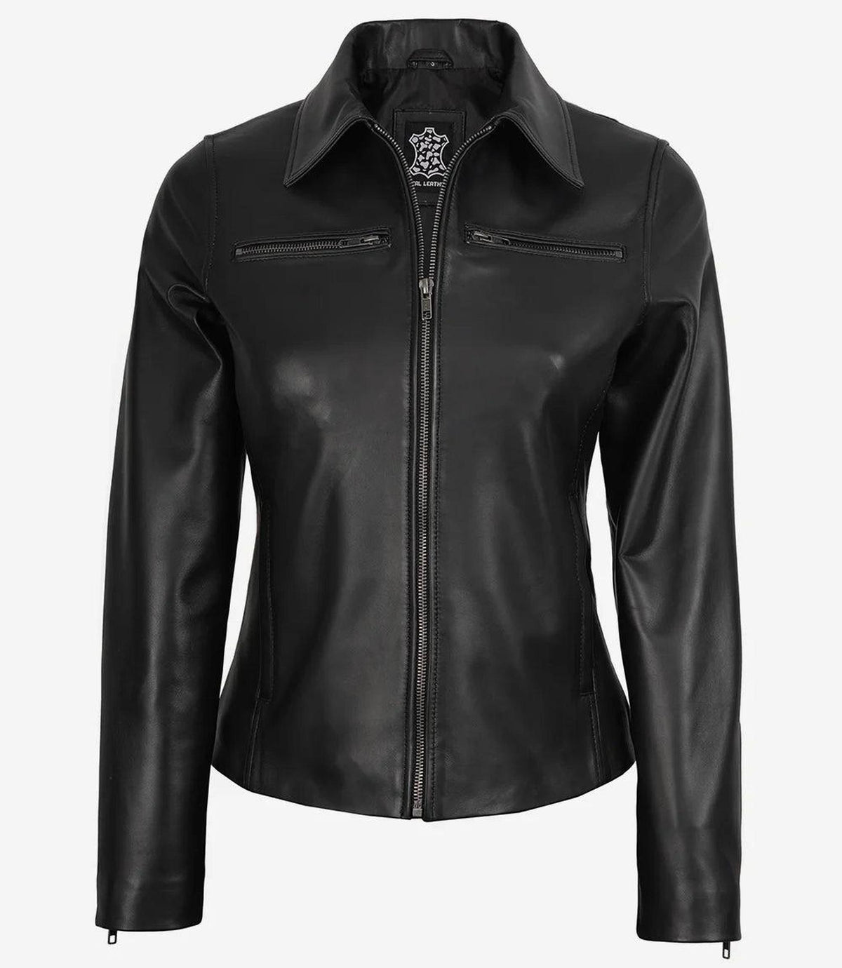 Classic Black Leather Jacket for Women with Flattering Fit-Leather Jackets-Glompi-Glompi