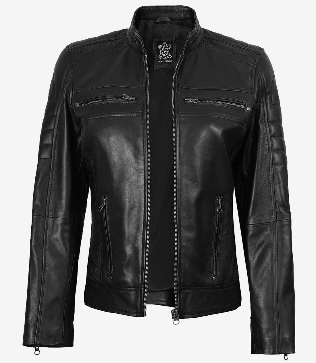 Classic Black Leather Jacket for Women with Stylish Design 2