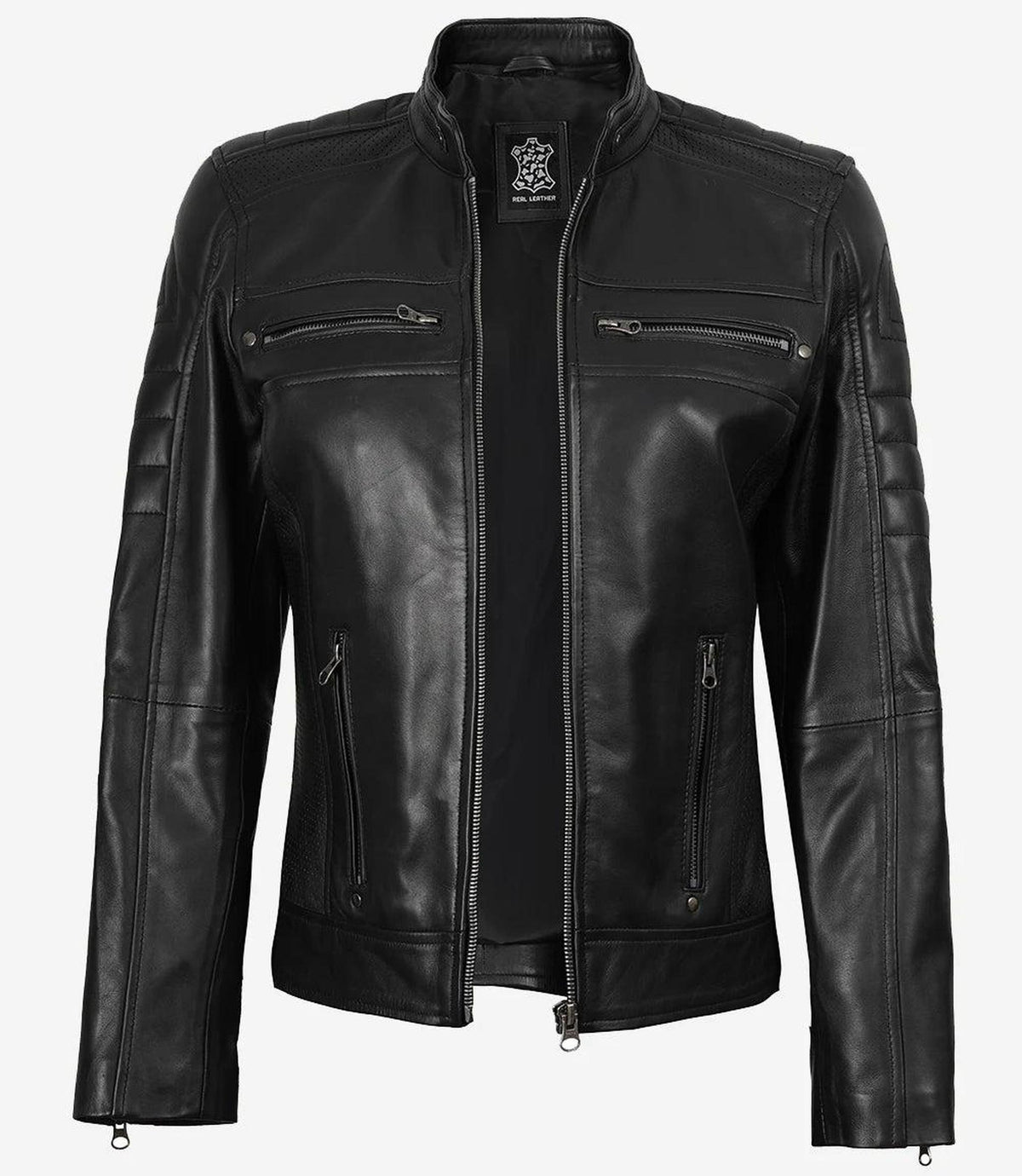 Classic Black Leather Jacket for Women with Stylish Design 3