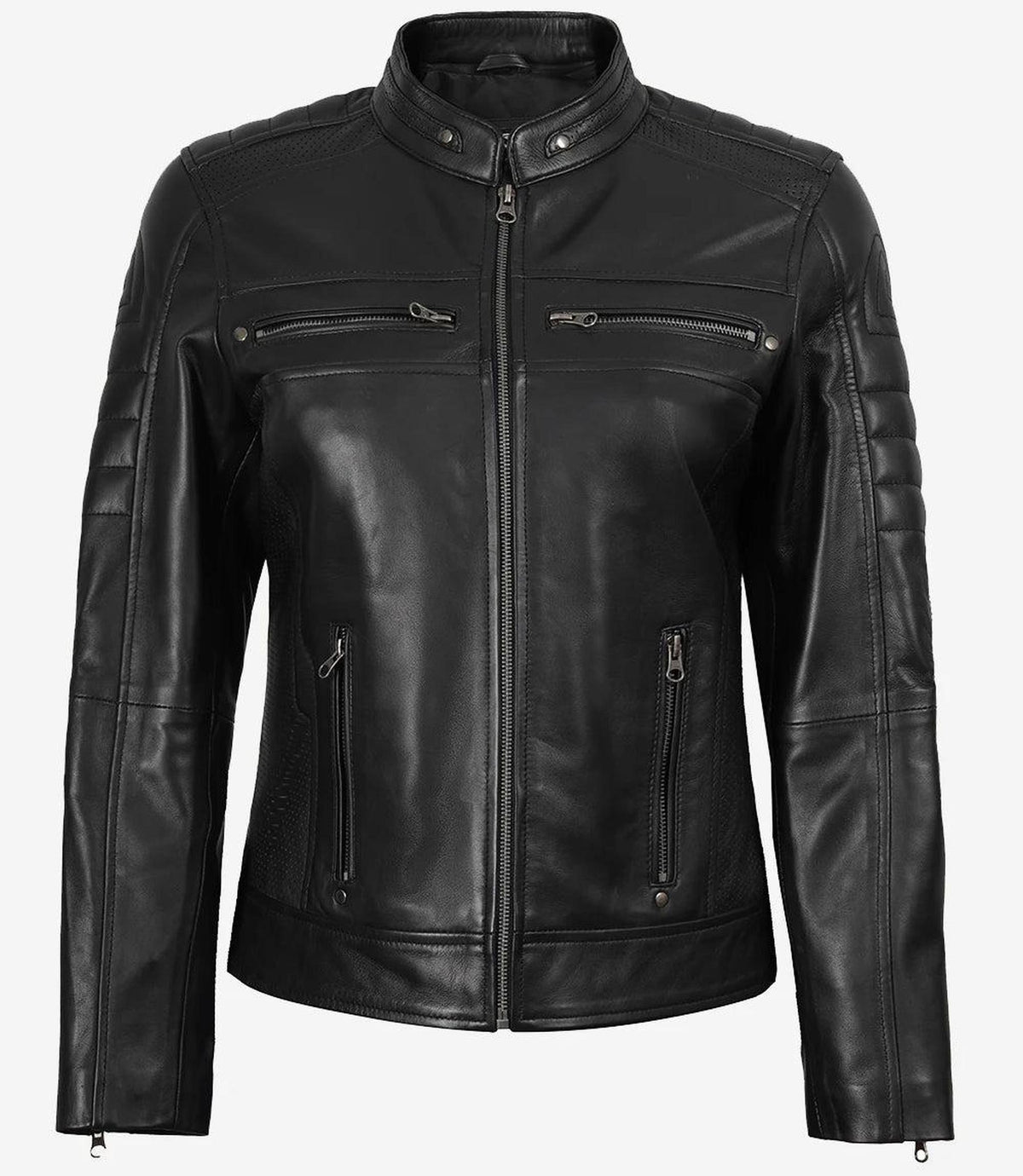 Classic Black Leather Jacket for Women with Stylish Design 4