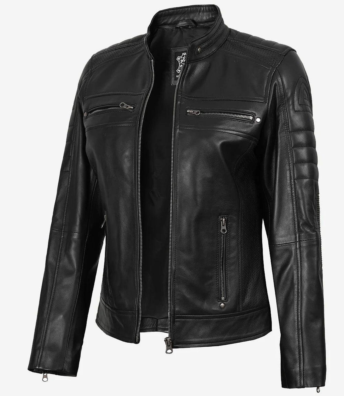 Classic Black Leather Jacket for Women with Stylish Design 2