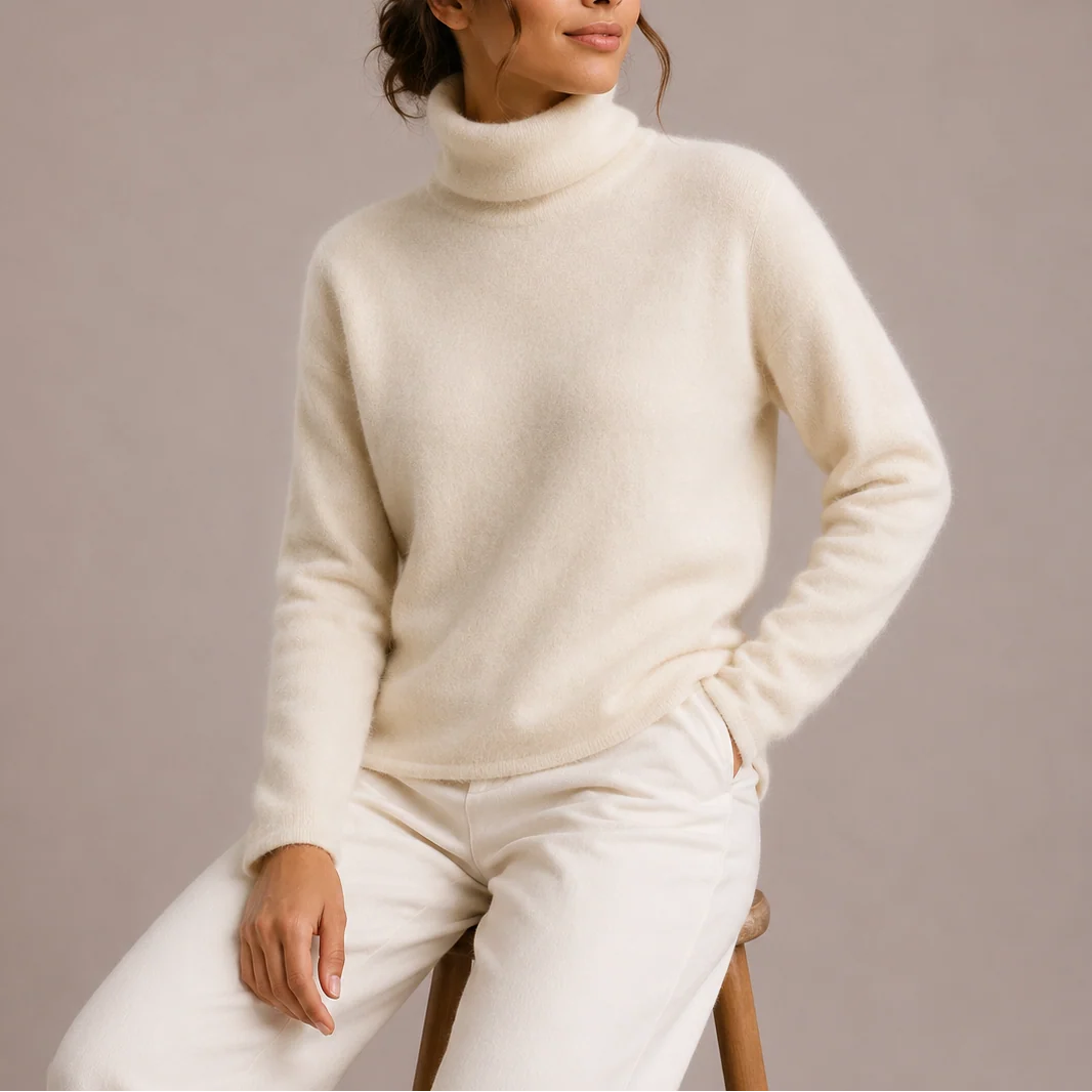 Classic Black Turtleneck Women's Sweater in Soft Knit Fabric 4