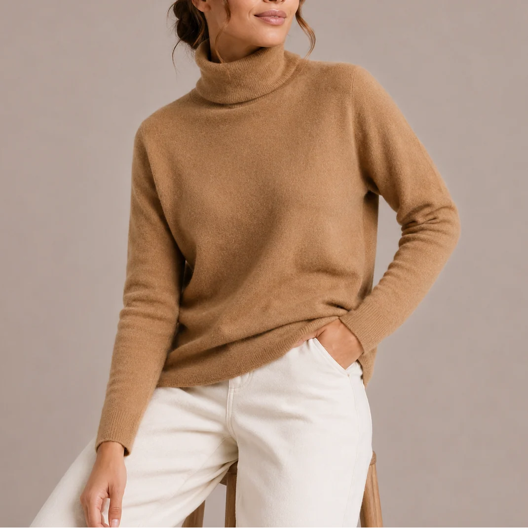 Classic Black Turtleneck Women's Sweater in Soft Knit Fabric 1