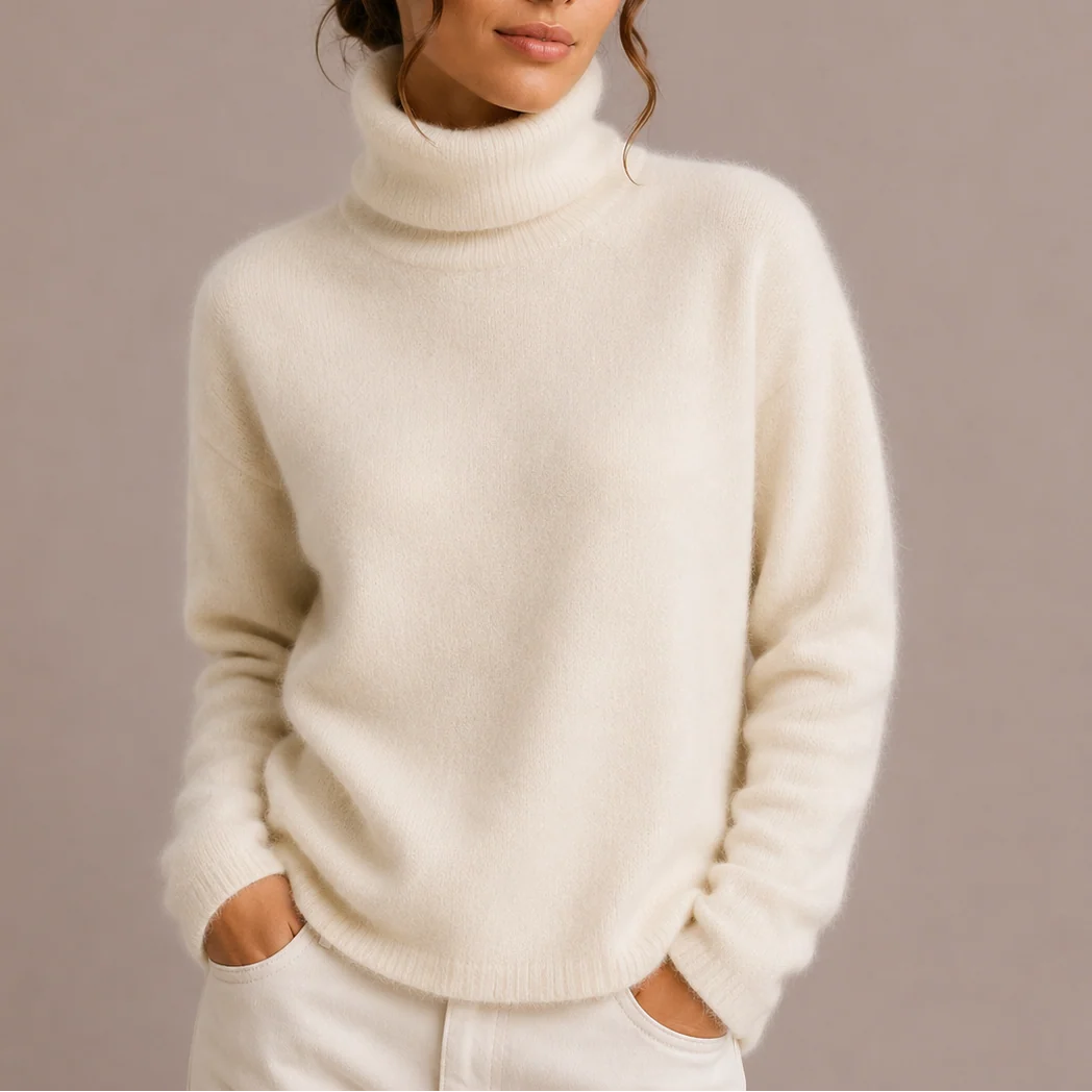 Classic Black Turtleneck Women's Sweater in Soft Knit Fabric 2
