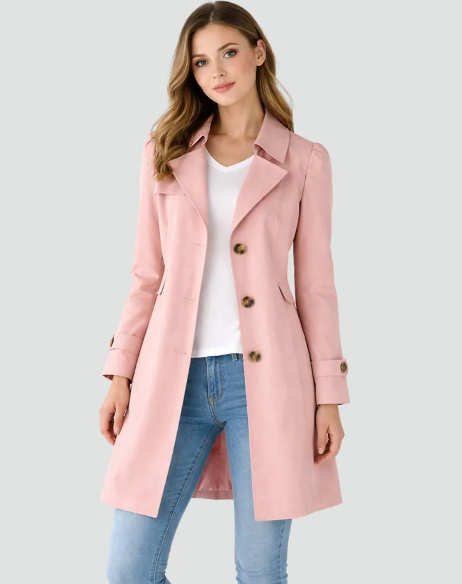 Classic Double Breasted Midi Trench Coat with Buttoned Cuffs 5