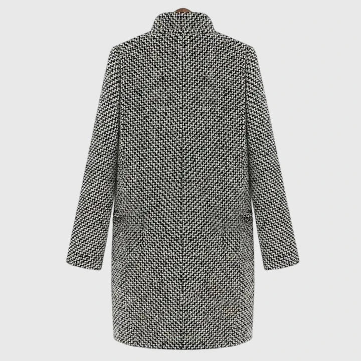 Classic Houndstooth Wool Coat with Quilted Lining for Women 1