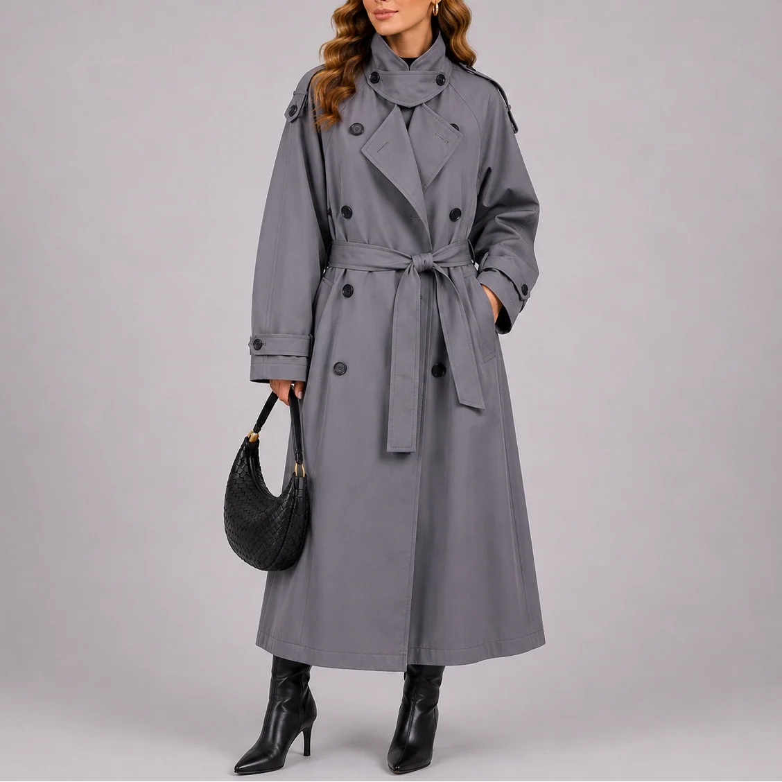 Classic Tailored Women's Trench Coat with Waist Belt 1
