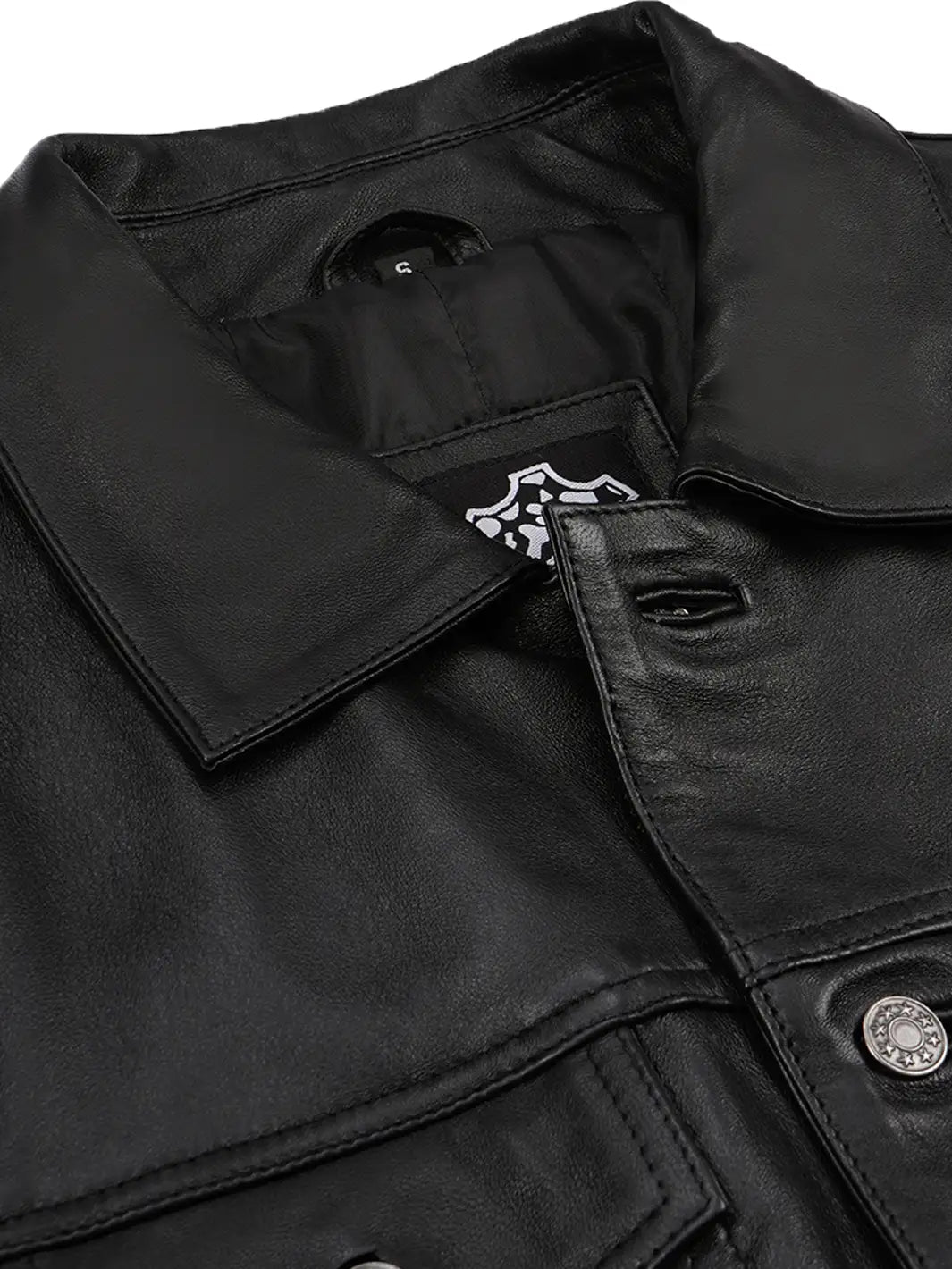 Classic Black Lambskin Leather Trucker Jacket for Men 2