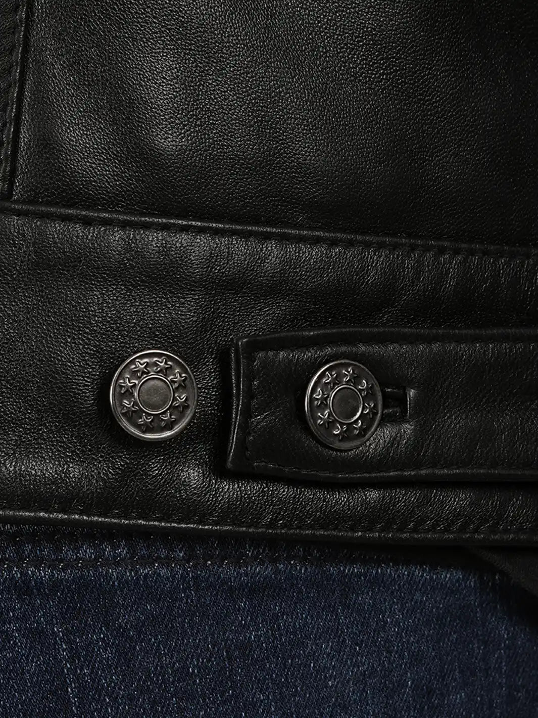 Classic Black Lambskin Leather Trucker Jacket for Men 3
