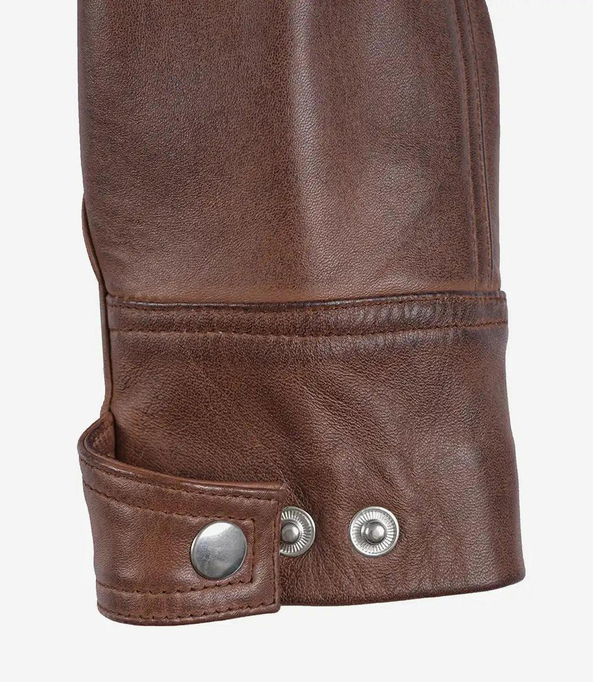 Cognac Leather Biker Style Jacket with Quilted Shoulders 6