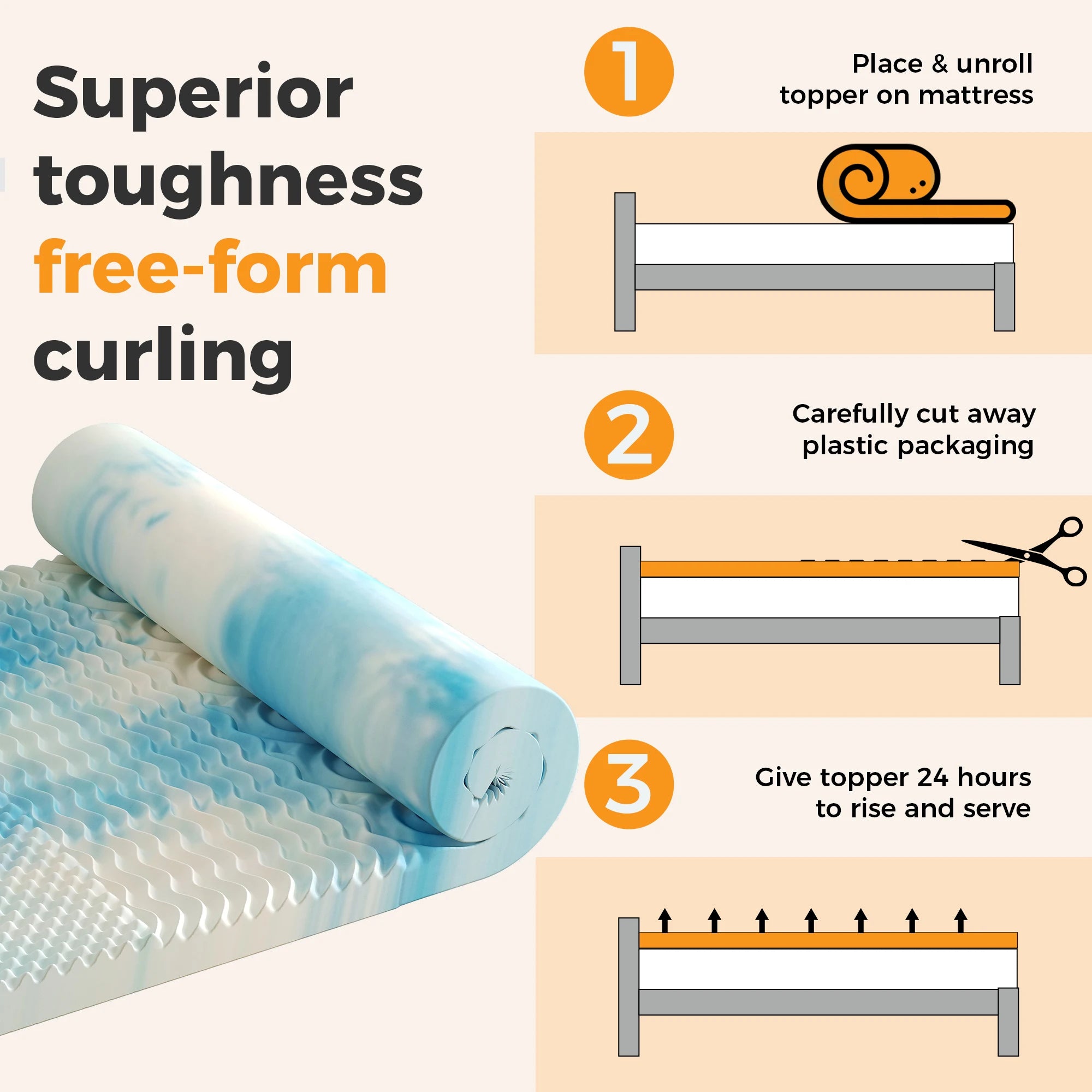 5-Zone Reversible Cooling Gel Memory Foam Mattress Topper