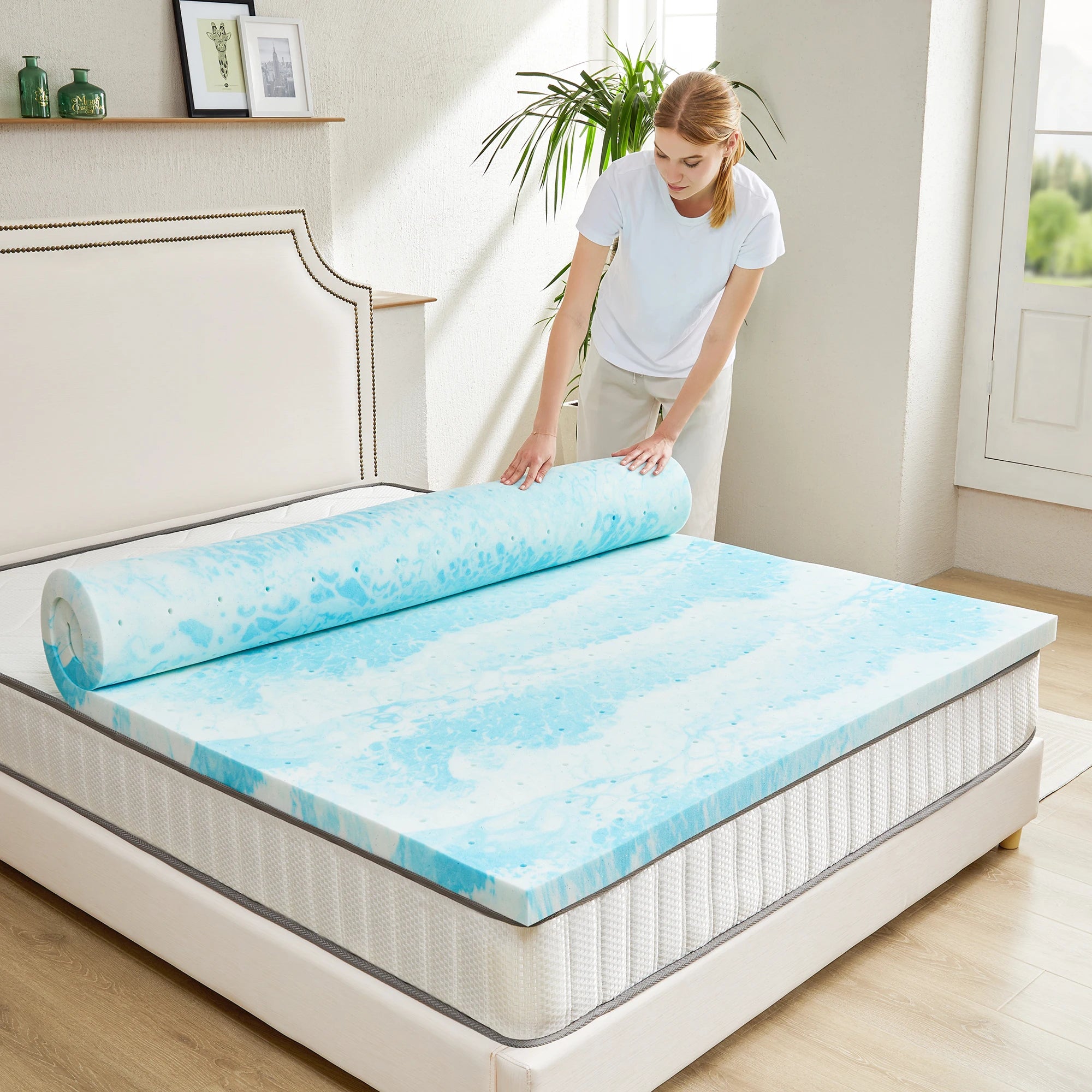 Cooling Gel Memory Foam Mattress Topper - Extra Thick Bed Pad