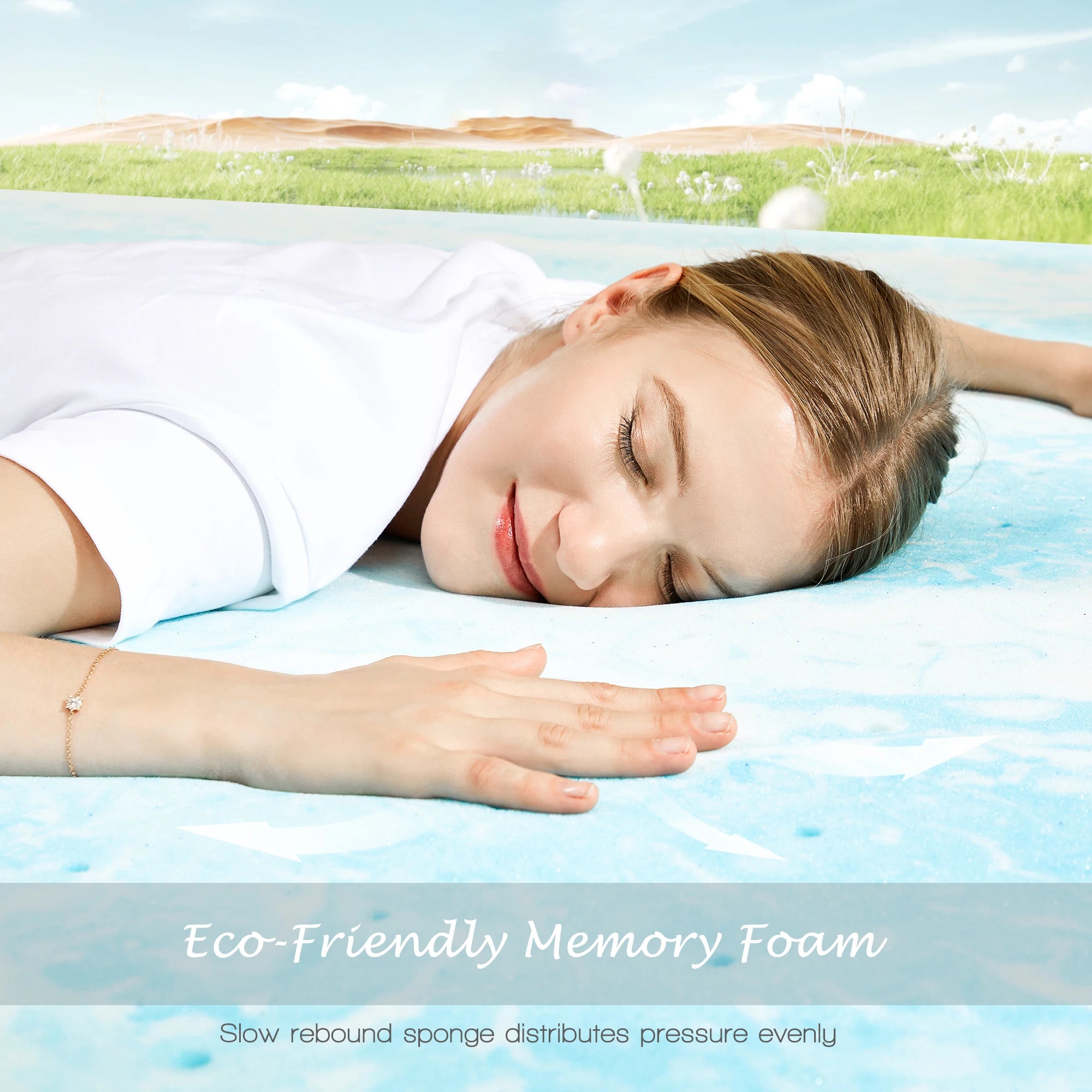 Cooling Gel Memory Foam Mattress Topper - Extra Thick Bed Pad