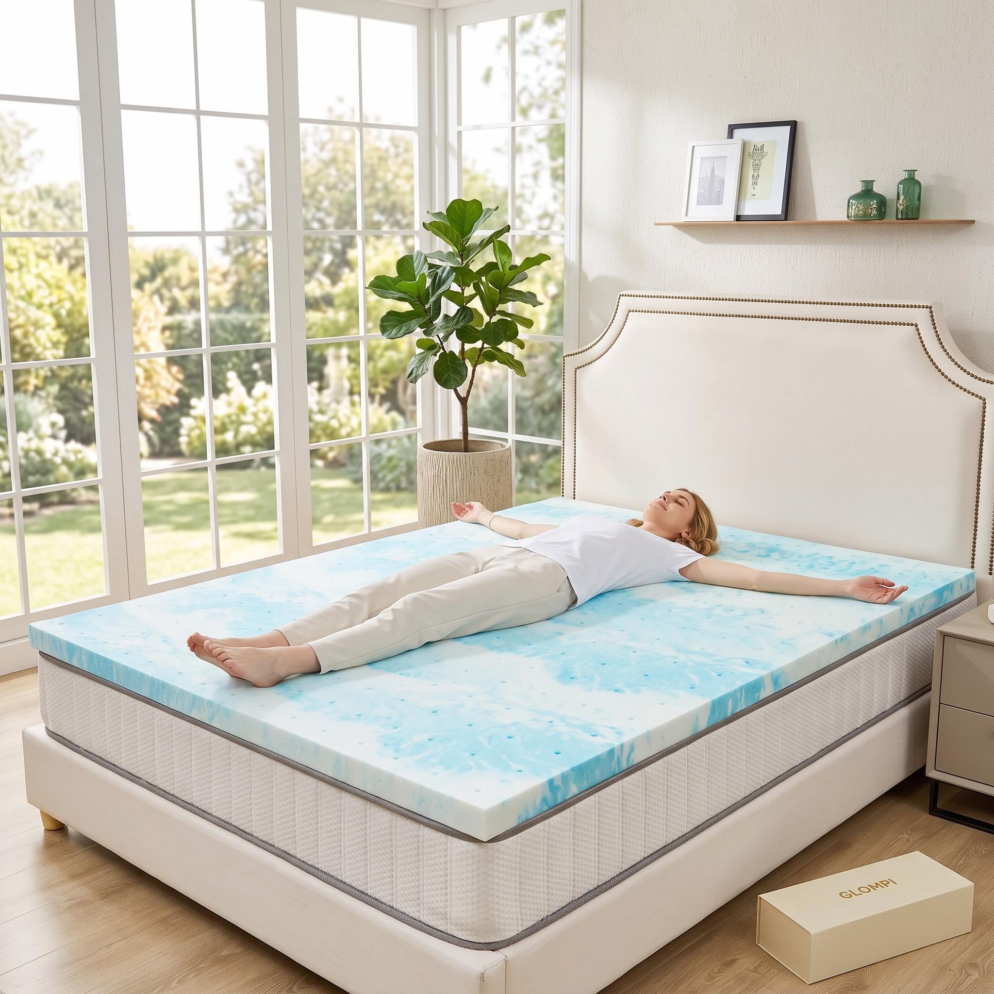 Cooling Gel Memory Foam Mattress Topper - Extra Thick Bed Pad