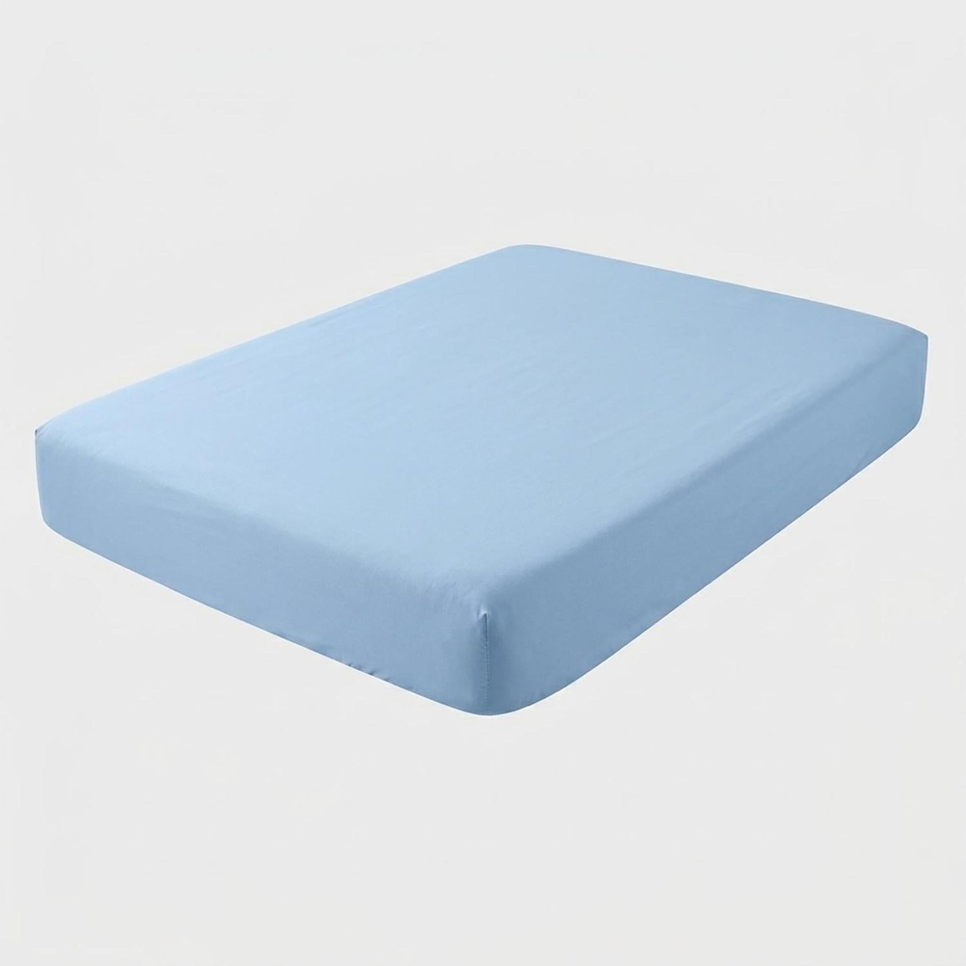 Light blue Twin XL 100% cotton fitted sheet with deep pockets for a secure fit.