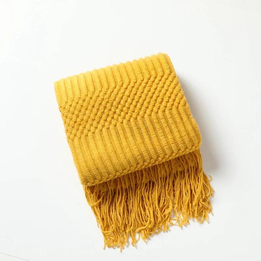 Cozy Knitted Throw Blanket - Soft Acrylic Vintage Style for Home Decor