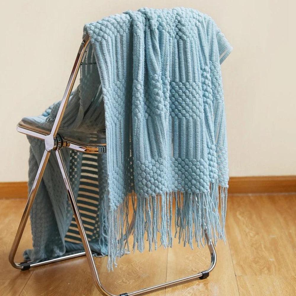 Cozy Knitted Throw Blanket - Soft Acrylic Vintage Style for Home Decor