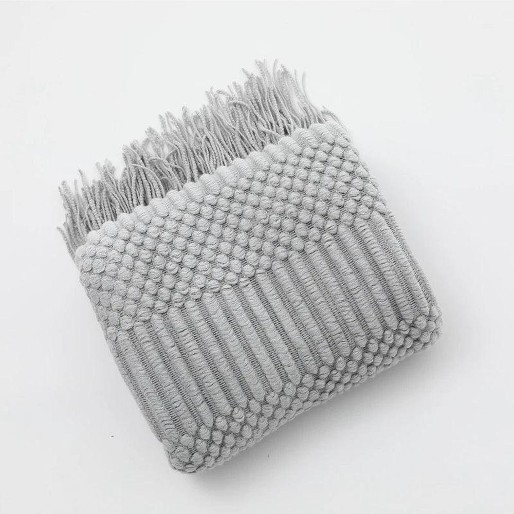 Cozy Knitted Throw Blanket - Soft Acrylic Vintage Style for Home Decor