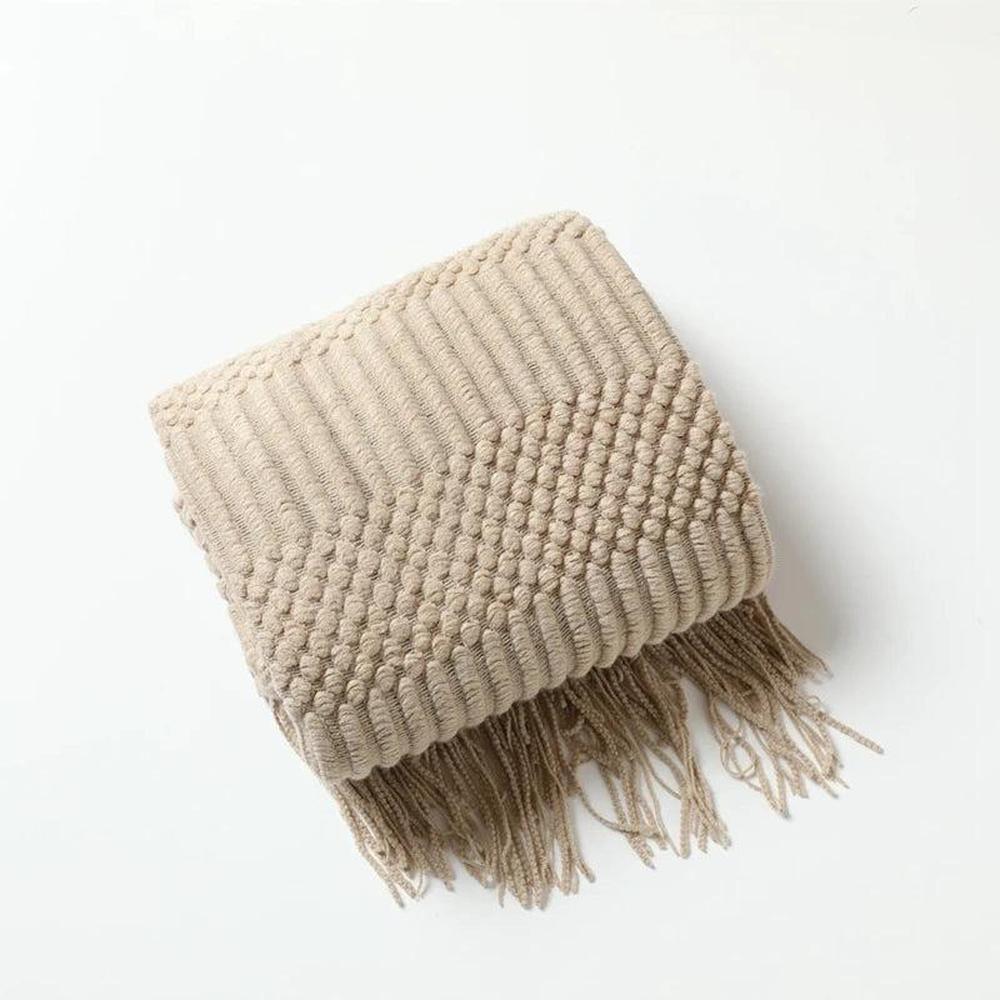 Cozy Knitted Throw Blanket - Soft Acrylic Vintage Style for Home Decor