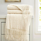 Cozy Knitted Throw Blanket - Soft Acrylic Vintage Style for Home Decor
