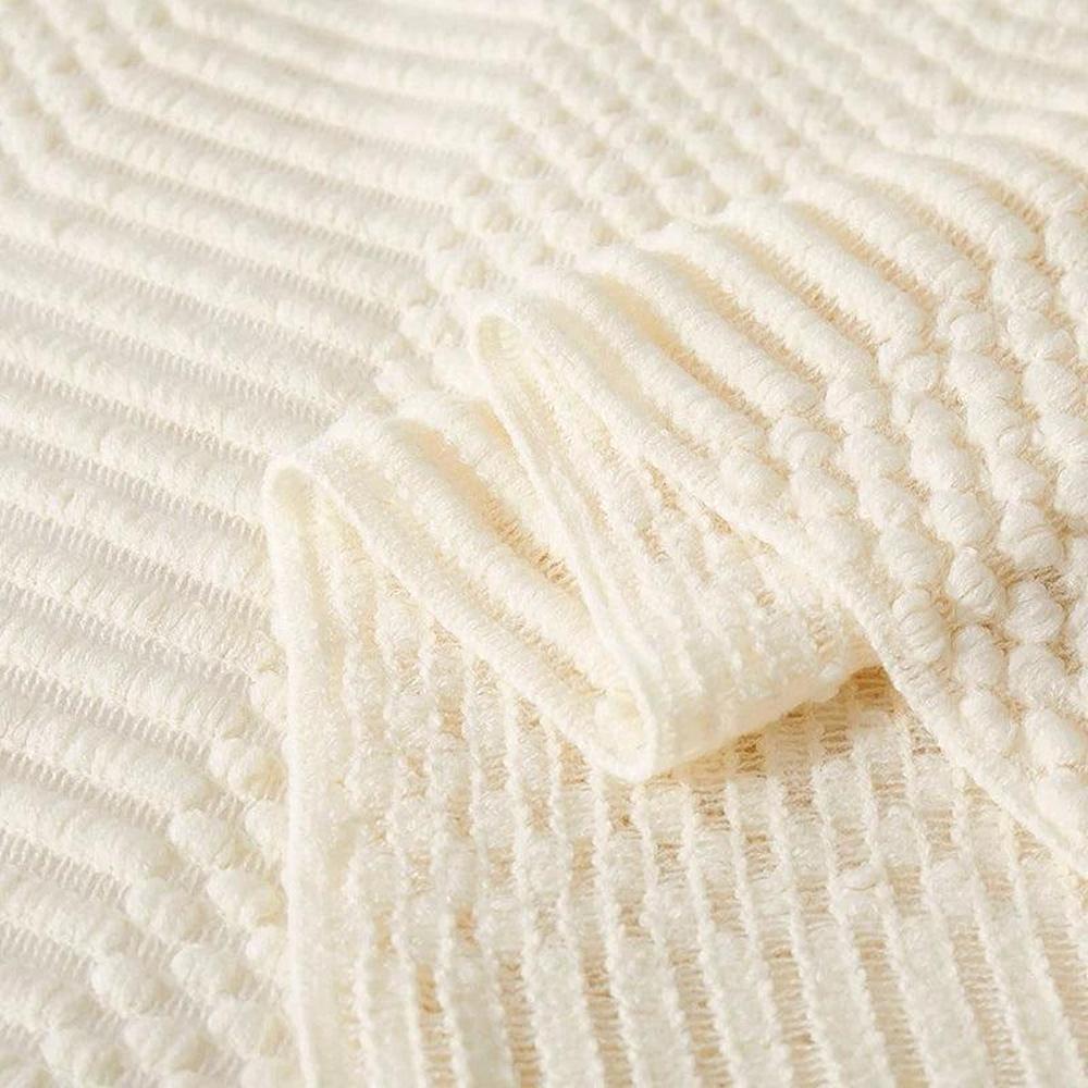 Cozy Knitted Throw Blanket - Soft Acrylic Vintage Style for Home Decor