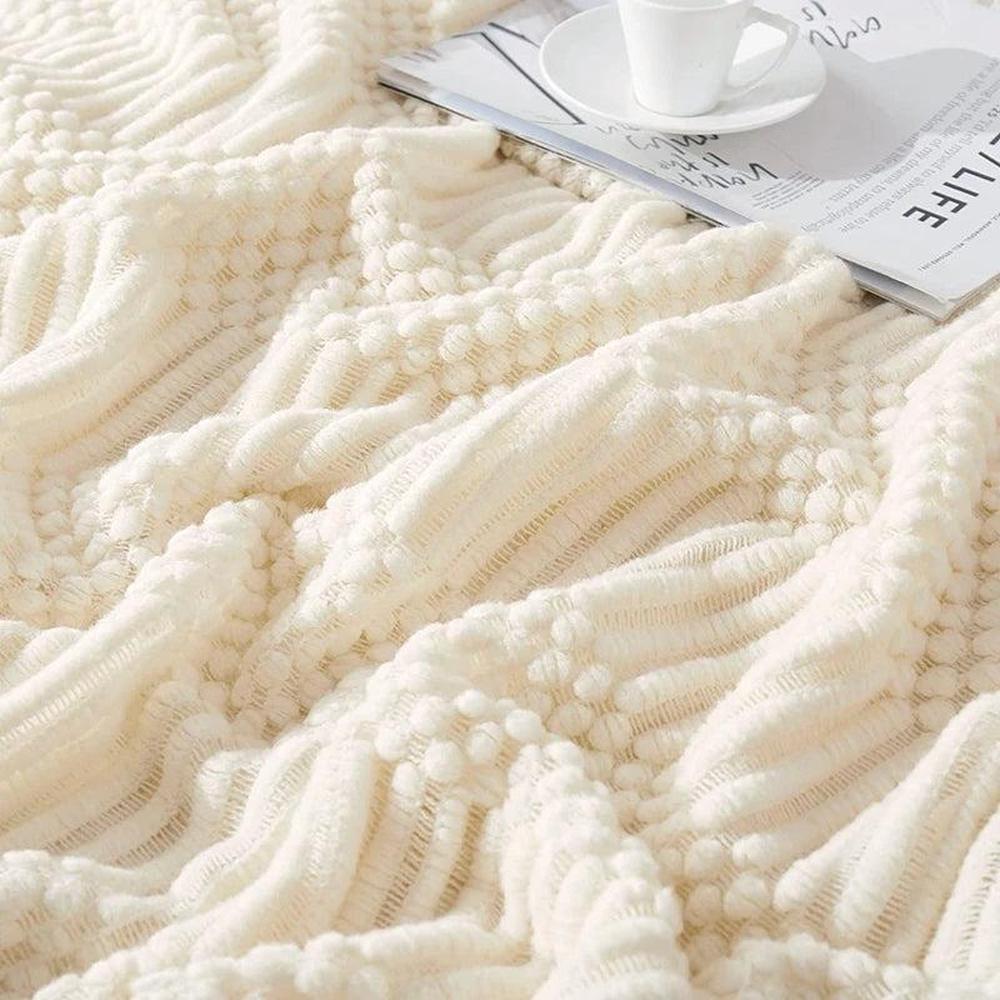 Cozy Knitted Throw Blanket - Soft Acrylic Vintage Style for Home Decor