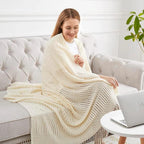 Cozy Knitted Throw Blanket - Soft Acrylic Vintage Style for Home Decor