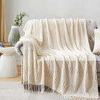 Cozy Knitted Throw Blanket - Soft Acrylic Vintage Style for Home Decor