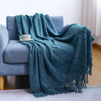 Cozy Knitted Throw Blanket - Soft Acrylic Vintage Style for Home Decor