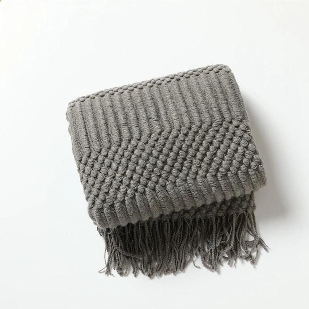 Cozy Knitted Throw Blanket - Soft Acrylic Vintage Style for Home Decor