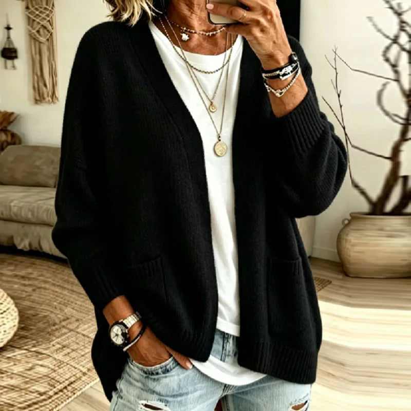 Cozy Oversized Open Front Cardigan Sweater with Pockets 4