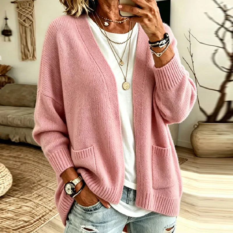 Cozy Oversized Open Front Cardigan Sweater with Pockets 1