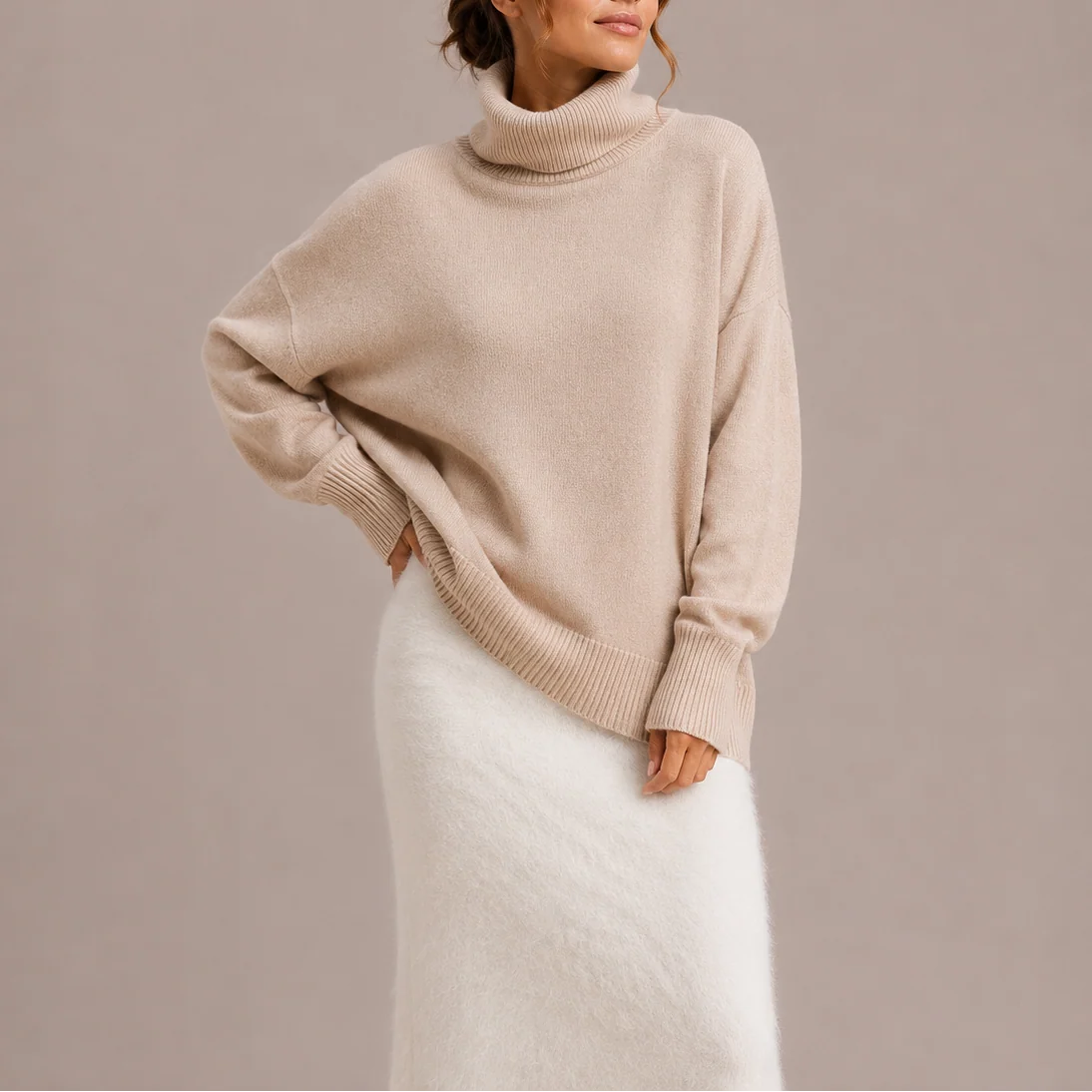 Cozy Oversized Turtleneck Women's Sweater in Soft Knit 3