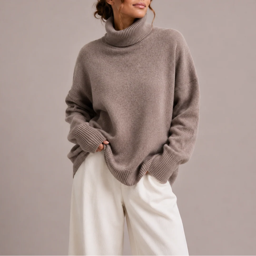 Cozy Oversized Turtleneck Women's Sweater in Soft Knit 1