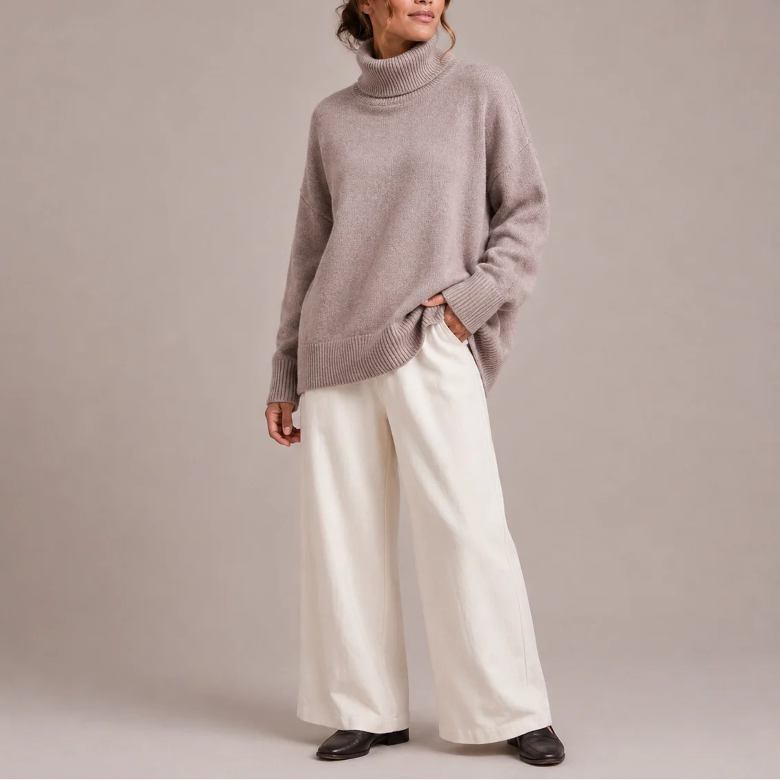 Cozy Oversized Turtleneck Women's Sweater in Soft Knit 4