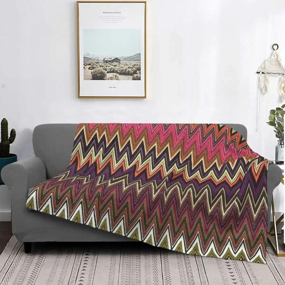 CozyBoho - Modern Geometric Flannel Throw Blanket for Autumn Comfort