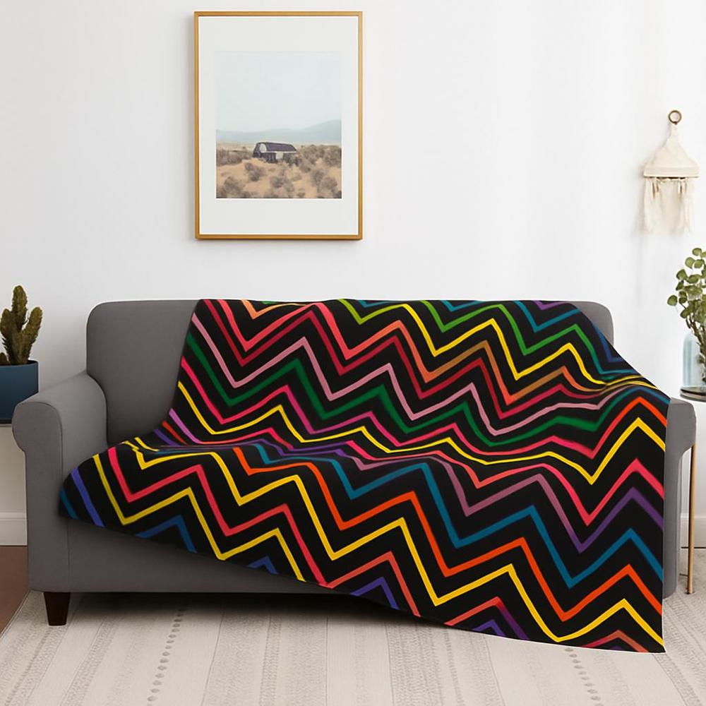 CozyBoho - Modern Geometric Flannel Throw Blanket for Autumn Comfort
