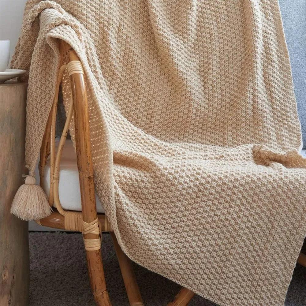 CozyKnits - Soft Breathable Knitted Shawl Throw Blanket for Home & Travel