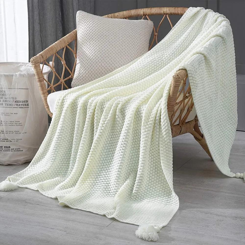CozyKnits - Soft Breathable Knitted Shawl Throw Blanket for Home & Travel