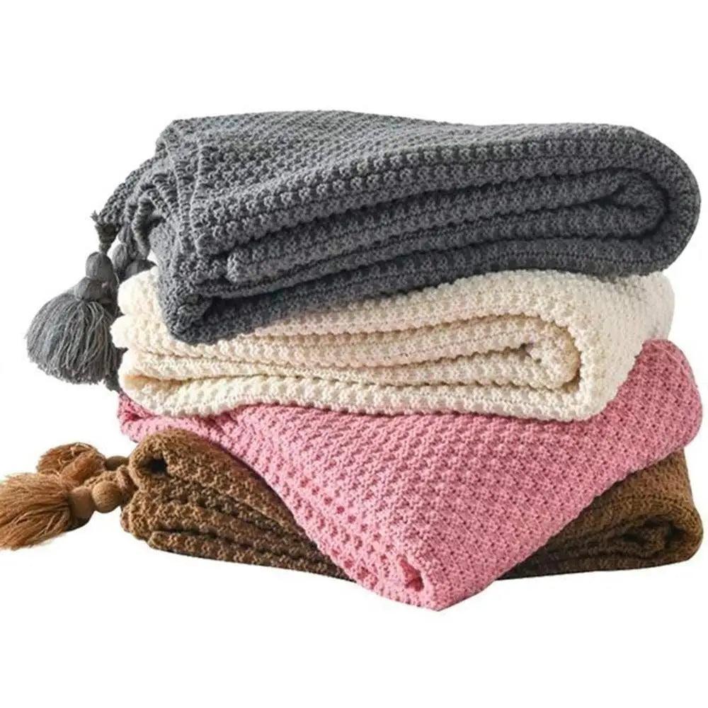 CozyKnits - Soft Breathable Knitted Shawl Throw Blanket for Home & Travel