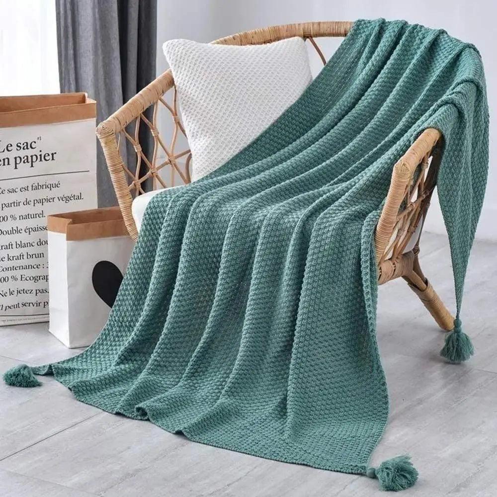 CozyKnits - Soft Breathable Knitted Shawl Throw Blanket for Home & Travel