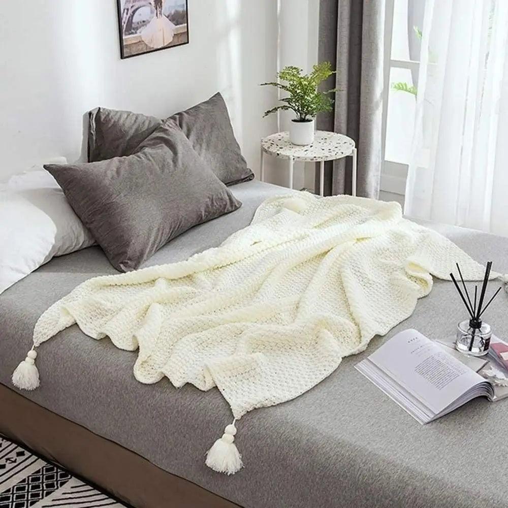 CozyKnits - Soft Breathable Knitted Shawl Throw Blanket for Home & Travel