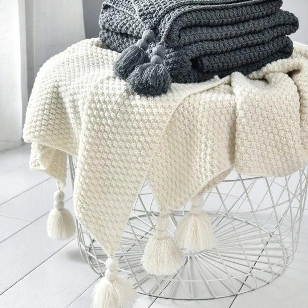 CozyKnits - Soft Breathable Knitted Shawl Throw Blanket for Home & Travel