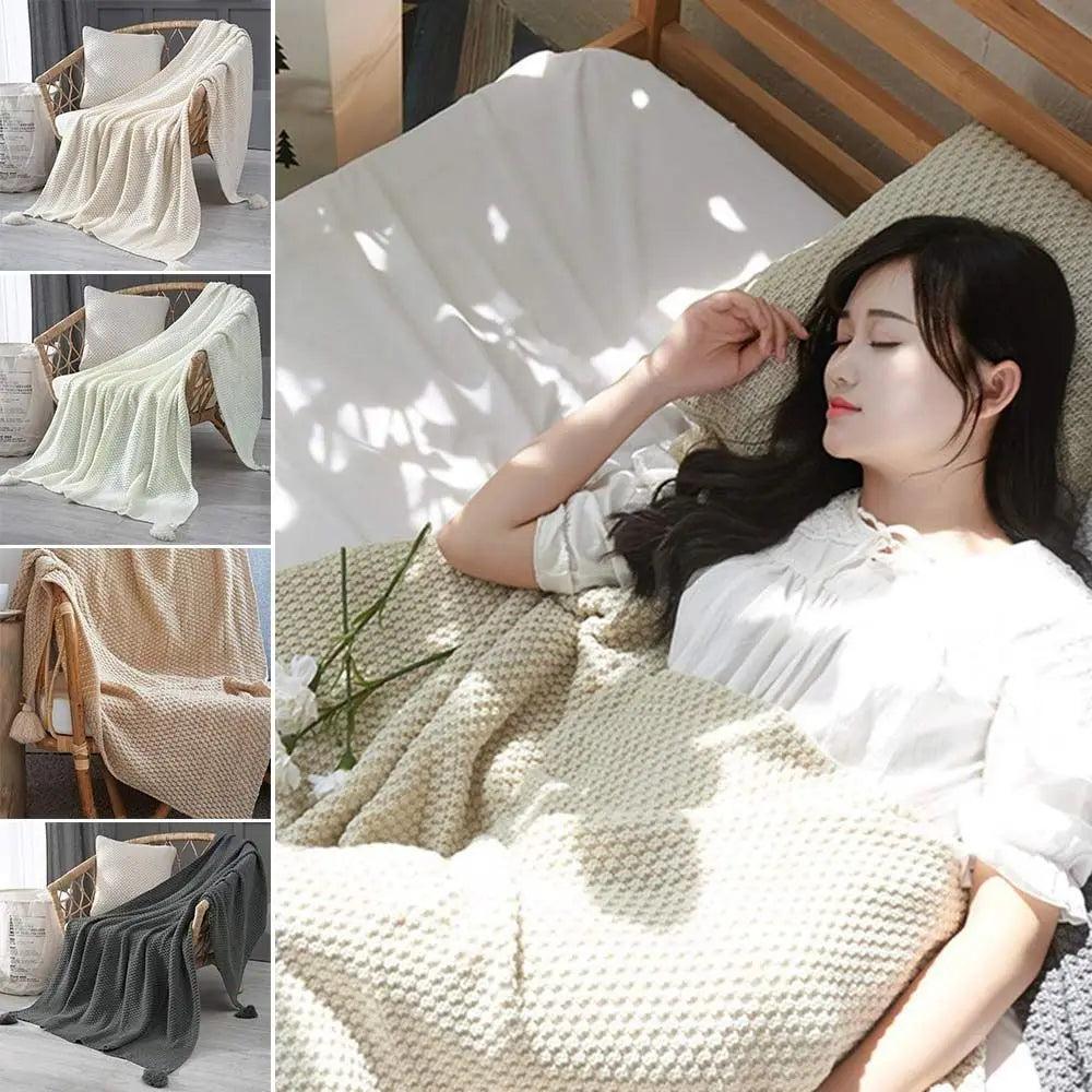 CozyKnits - Soft Breathable Knitted Shawl Throw Blanket for Home & Travel